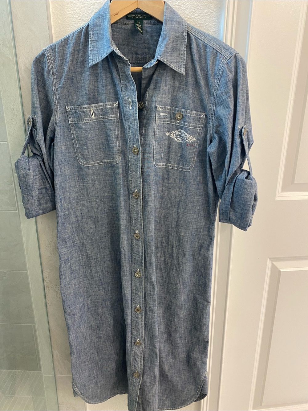 Lauren Ralph Lauren Chambray Midi Shirt Dress in Light Blue